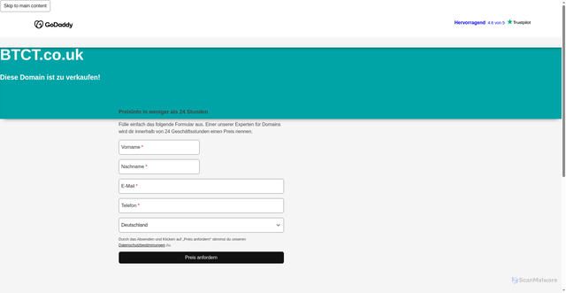 Security scan screenshot of http://www.btct.co.uk/