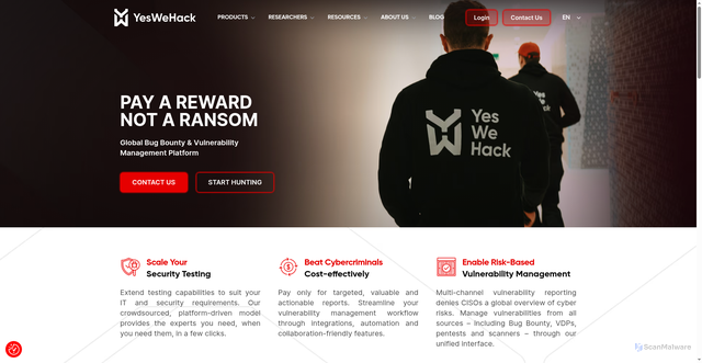 Security scan screenshot of https://yeswehack.com/