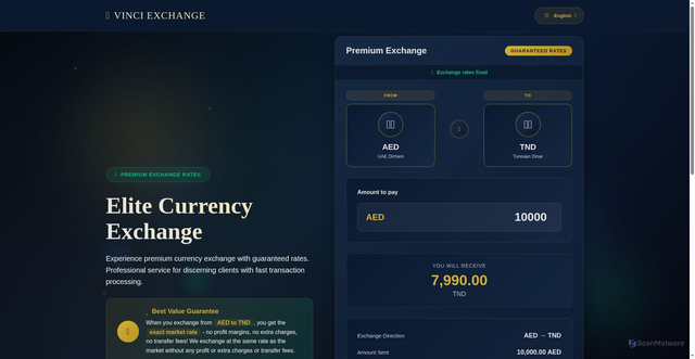 Security scan screenshot of https://vinciexchange.pages.dev/