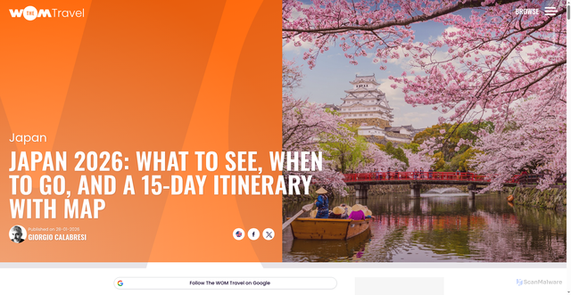 Security scan screenshot of https://www.thewomtravel.com/japan/japan-travel-guide.html