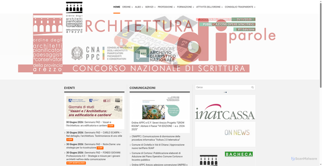 Security scan screenshot of https://www.architettiarezzo.it/