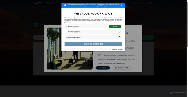 Security scan screenshot of https://www.signatureaviation.com/locations/ATL