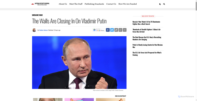 Security scan screenshot of https://nationalsecurityjournal.org/the-walls-are-closing-in-on-vladimir-putin/