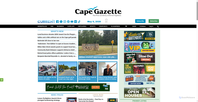 Security scan screenshot of https://www.capegazette.com