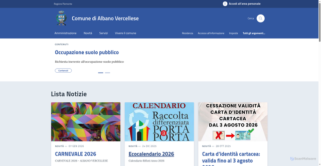 Security scan screenshot of https://comune.albanovercellese.vc.it/
