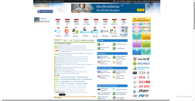 Security scan screenshot of https://thaicreate.com