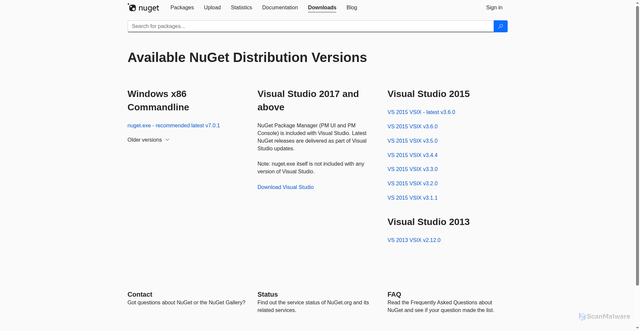 Security scan screenshot of https://dist.nuget.org