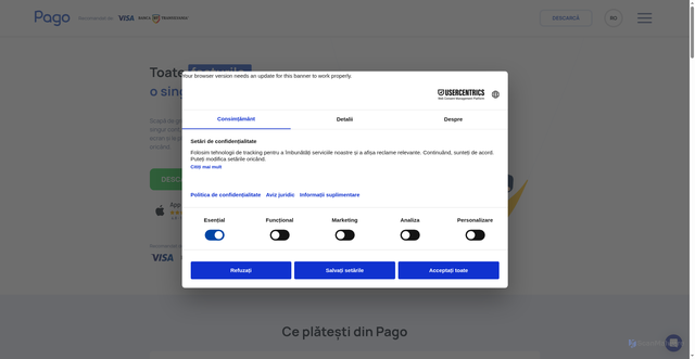 Security scan screenshot of https://pago.ro