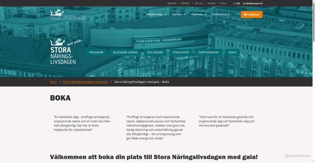 Security scan screenshot of https://handelskammarenmalardalen.se/storanaringslivsdageno/stora-naringslivsdagen-med-gala-boka/