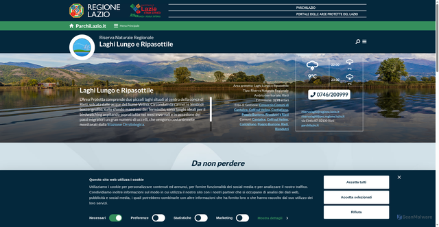 Security scan screenshot of https://www.parchilazio.it/laghilungoeripasottile