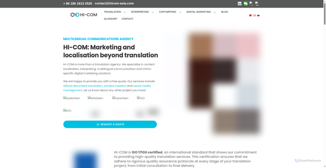 Security scan screenshot of https://hicom-asia.com