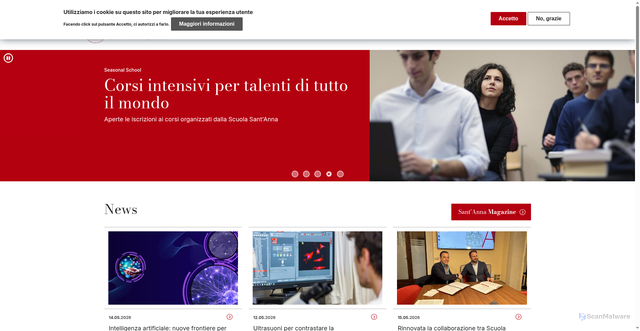Security scan screenshot of https://www.santannapisa.it