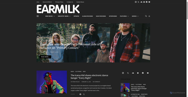 Security scan screenshot of https://earmilk.com