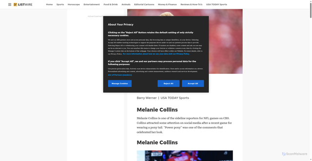 Security scan screenshot of https://thelistwire.usatoday.com/story/sports/2024/10/16/nfl-sideline-reporter-melanie-collins-in-images/75703943007/