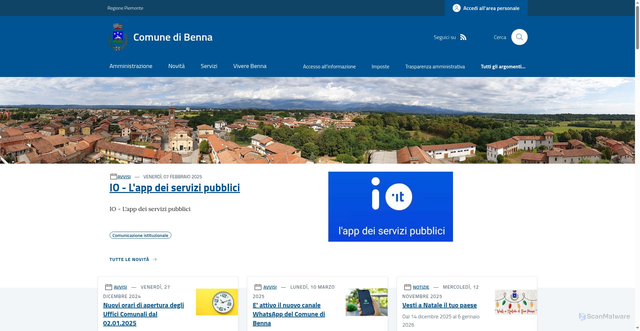 Security scan screenshot of https://www.comune.benna.bi.it/