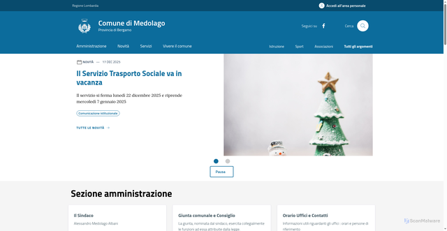 Security scan screenshot of https://www.comune.medolago.bg.it/home/index.html
