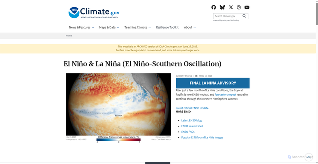 Security scan screenshot of https://www.climate.gov/enso