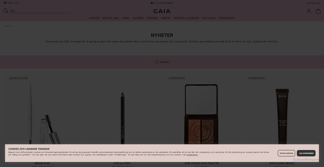 Security scan screenshot of https://caiacosmetics.se/sv/nyheter?utm_source=voyado&utm_medium=email&utm_campaign=customerjourney_abandonedcart_nr1_alternativecontact_3aa2b9c3-6461-4b10-96ea-2c6b90523917&eclub=eGeRb0JtOd0S3JZhGUIT7kjzebHXZ4Bz4c2IDhJyAwbJ0ybcC-I_kG-ynH2tqniGAVLi2bD6bcwfl-oGkkgXpLRxB9idwxpnnpWLRTn3asm5PQcXQZaiLRgeXW1GaB2dP2b8Skkzuho9A3ifxxS04TpjD_ql5gDKfcpN6Z6RFRYUL-k2cCgtO2hm6T3OJLokSLcb1y3SHoZPXfqJlnj26w&vtid=OZ1ZzqcYpUmL2LODAOk74Q