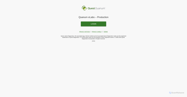 Security scan screenshot of https://cas2.questdiagnostics.com