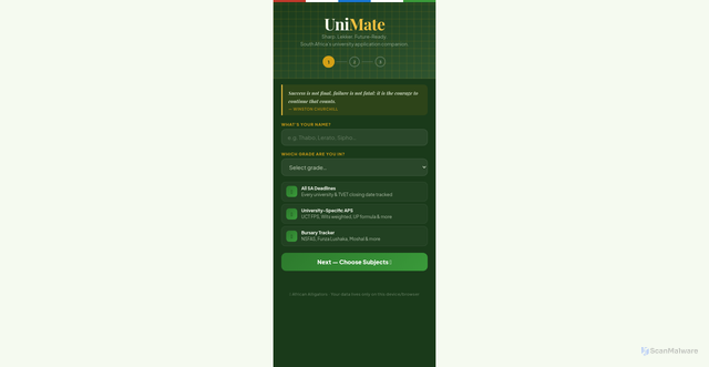 Security scan screenshot of https://unimate-w9j5ti1q3f.edgeone.app/