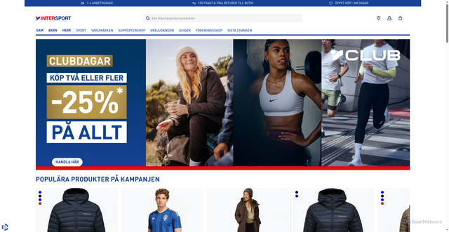 Security scan screenshot of https://intersport.se