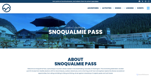 Security scan screenshot of https://centralwashingtonoutdoor.com/cities/snoqualmie-pass/