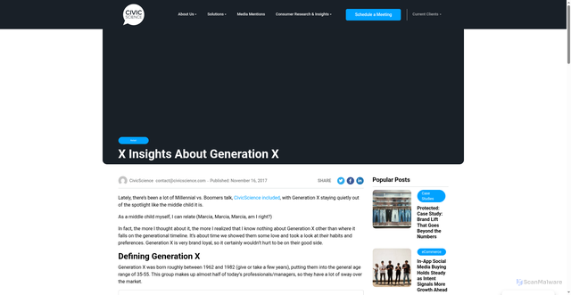 Security scan screenshot of https://civicscience.com/generation-x-insights/