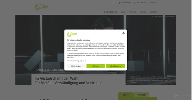 Security scan screenshot of https://www.goethe.de/de/index.html