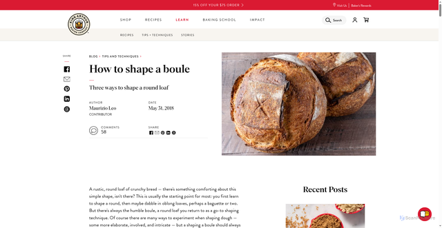 Security scan screenshot of https://www.kingarthurbaking.com/blog/2018/05/31/shaping-a-boule