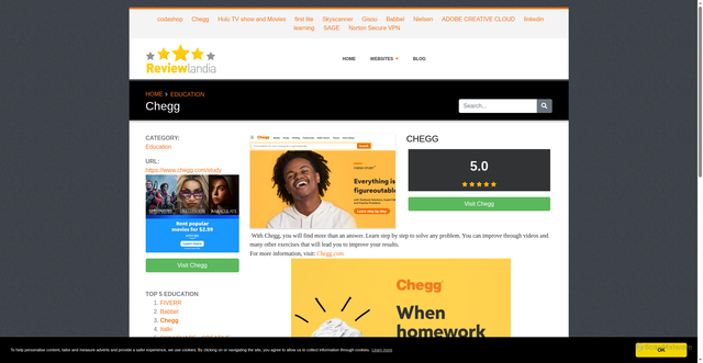 Security scan screenshot of https://www.reviewlandia.com/education/chegg/