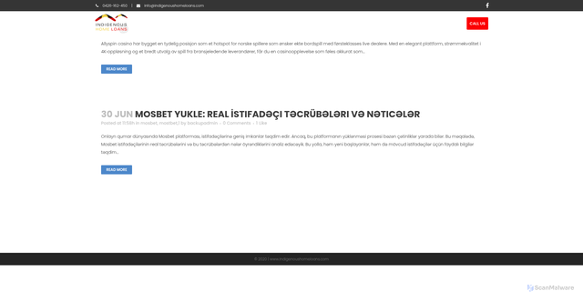 Security scan screenshot of https://indigenoushomeloans.com