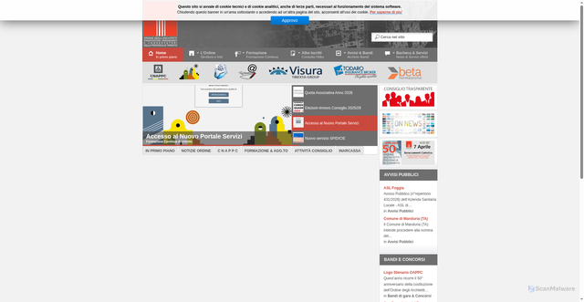 Security scan screenshot of https://www.architettitaranto.it