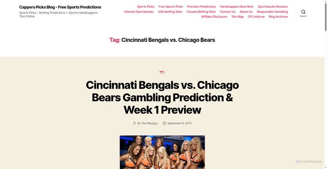 Security scan screenshot of https://capperspicks.com/blog/tag/cincinnati-bengals-vs-chicago-bears/