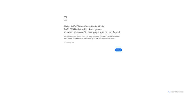 Security scan screenshot of https://9dfdff8a-860b-44a1-9232-7af1f8528c14.rdbroker-g-us-r1.wvd.microsoft.com