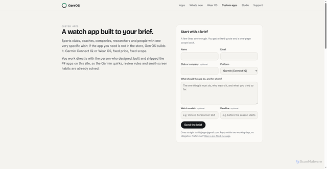Security scan screenshot of https://gerros.app/custom.html