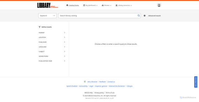 Security scan screenshot of https://search.catalog.loc.gov