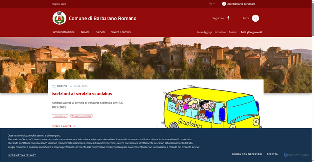 Security scan screenshot of https://www.comunebarbaranoromano.it/