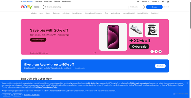 Security scan screenshot of https://m.ebay.com/
