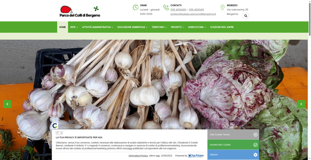 Security scan screenshot of https://www.parcocollibergamo.it/ITA/Home.asp