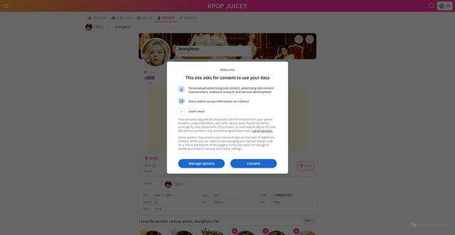 Security scan screenshot of https://kpopjuice.com/en/member/jeongyeon/