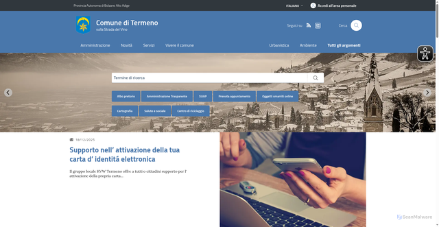 Security scan screenshot of https://www.comune.termeno.bz.it/it