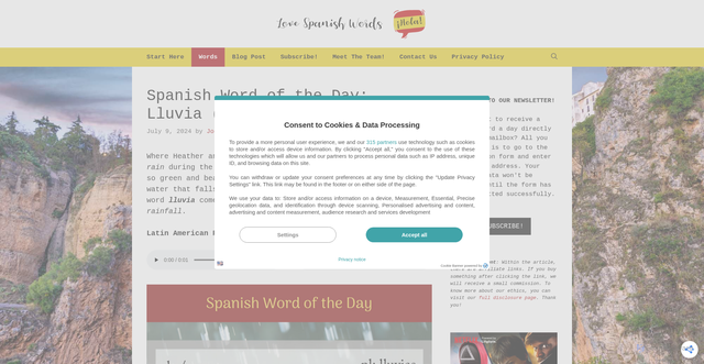 Security scan screenshot of https://lovespanishwords.com/spanish-word-lluvia-rain/