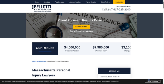 Security scan screenshot of https://www.bellottilaw.com/practice-areas/personal-injury/