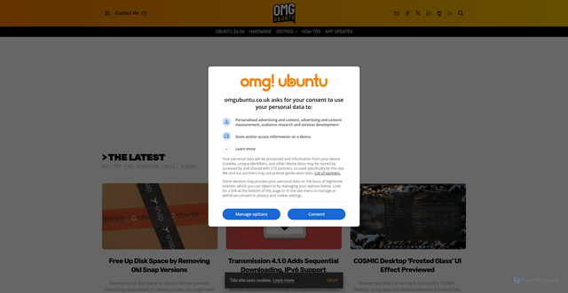 Security scan screenshot of https://www.omgubuntu.co.uk