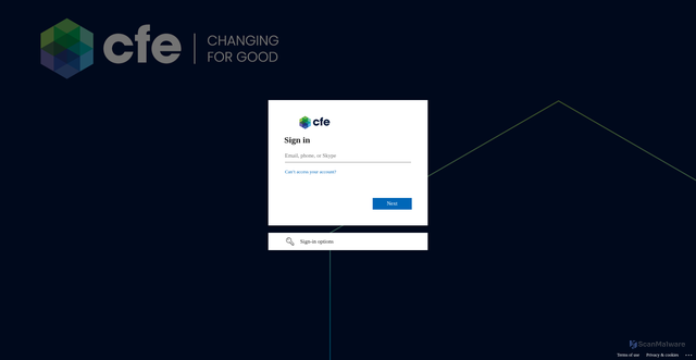 Security scan screenshot of https://cfecontracting-my.sharepoint.com