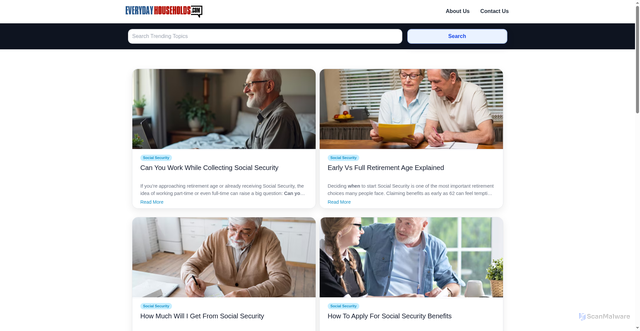 Security scan screenshot of https://everydayhouseholds.com/government-benefits/social-security