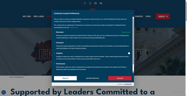 Security scan screenshot of https://biancoforgovernor.com/endorsements/