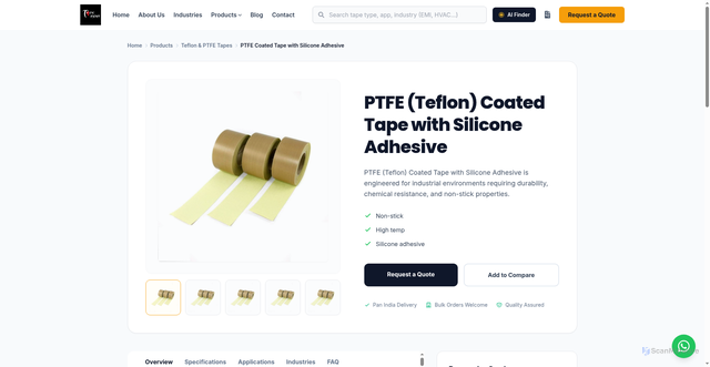 Security scan screenshot of https://tape-dkn.pages.dev/product/ptfe-silicone-adhesive