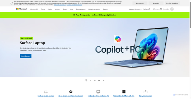 Security scan screenshot of https://www.microsoft.com/
