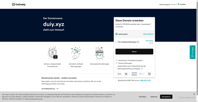 Security scan screenshot of https://duiy.xyz